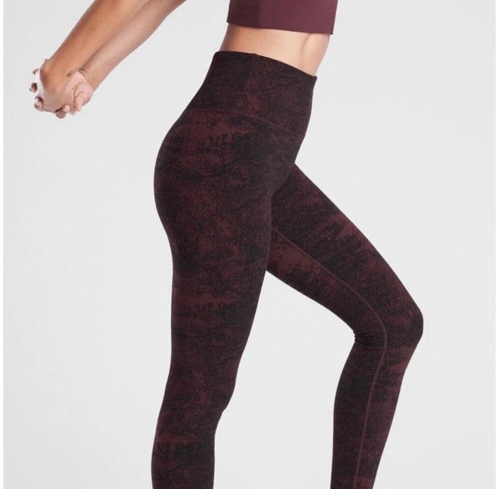 ATHLETA Elation Glades 7/8 Tight Legging Textured Jacquard Print Small